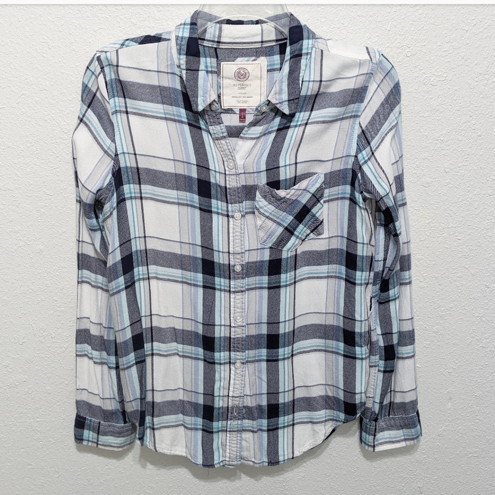 Blue & White Soft Plaid Shirt